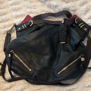 Elegant Black and Brown Women's Shoulder Bag